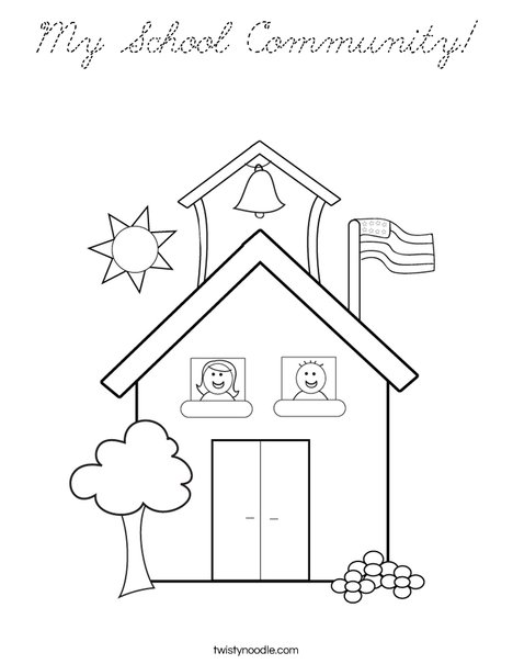 School with Kids Coloring Page