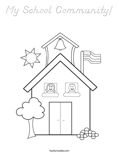 School with Kids Coloring Page