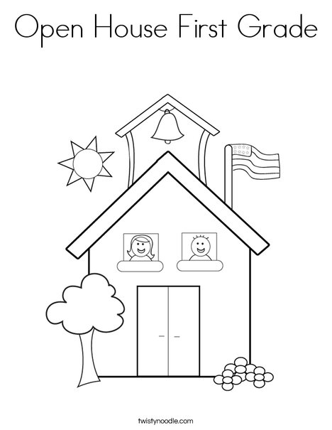 Open House First Grade Coloring Page - Twisty Noodle