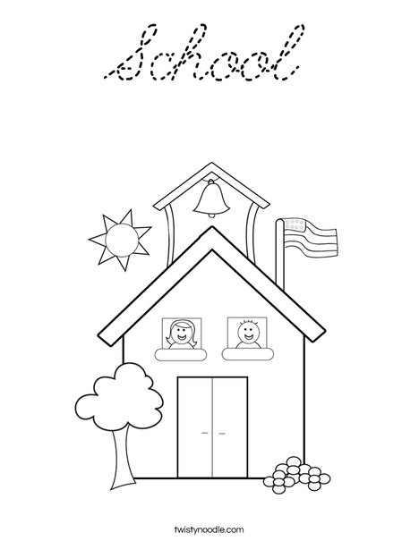 School with Kids Coloring Page