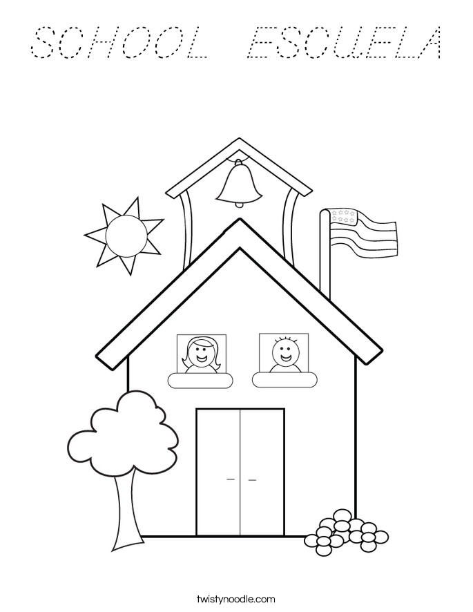 SCHOOL  ESCUELA Coloring Page
