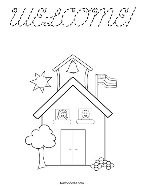 School with Kids Coloring Page