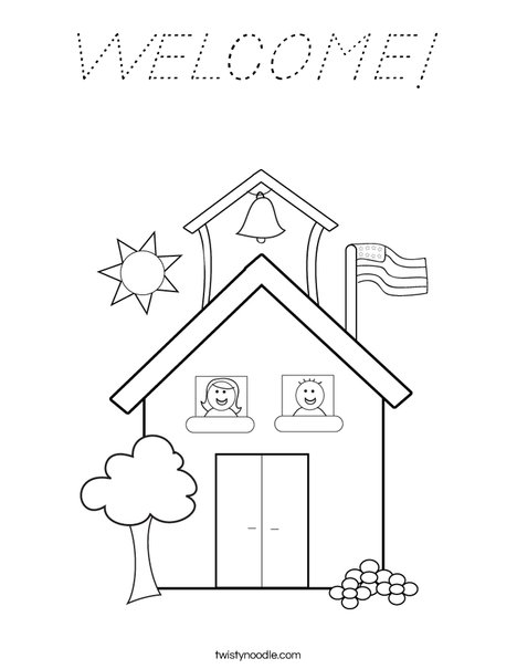 School with Kids Coloring Page