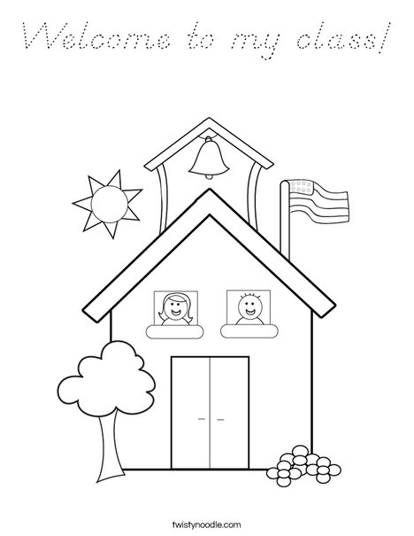 School with Kids Coloring Page