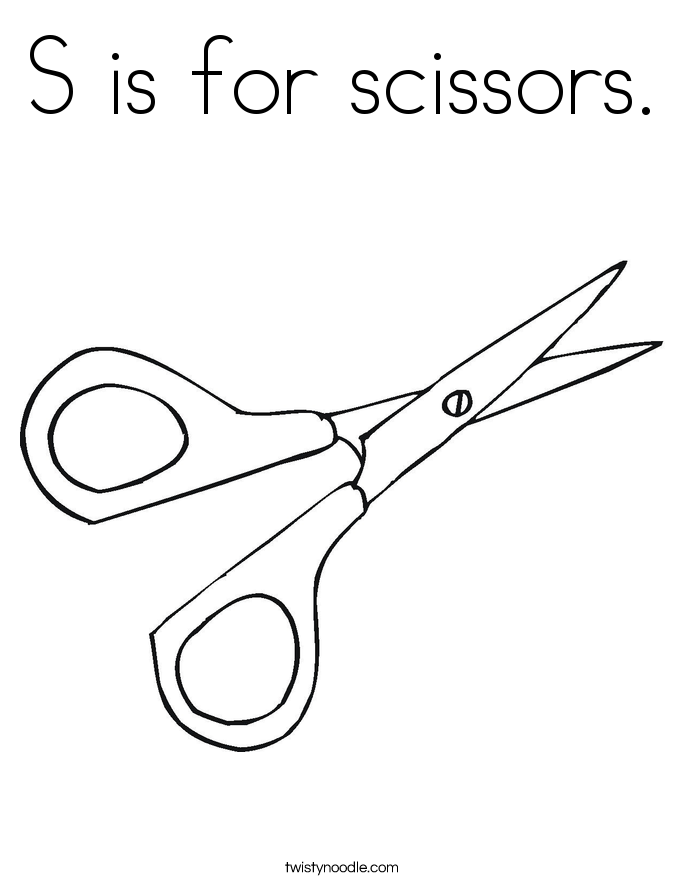 S is for scissors. Coloring Page