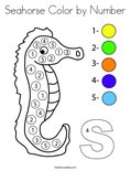 Seahorse Color by Number Coloring Page