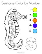 Seahorse Color by Number Coloring Page