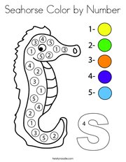 Seahorse Color by Number Coloring Page