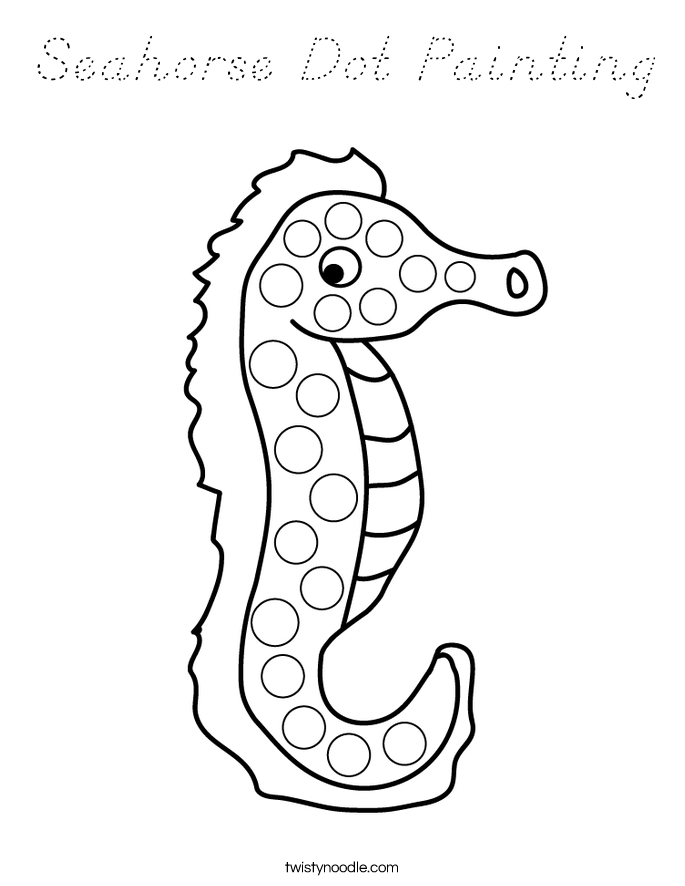 Seahorse Dot Painting Coloring Page
