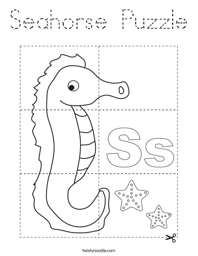 Seahorse Puzzle Coloring Page