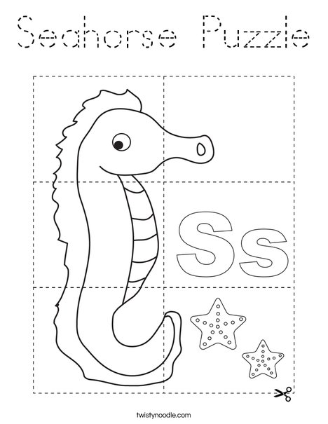 Seahorse Puzzle Coloring Page