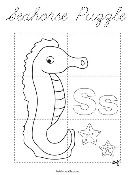 Seahorse Puzzle Coloring Page