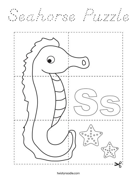 Seahorse Puzzle Coloring Page