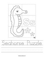 Seahorse Puzzle Handwriting Sheet