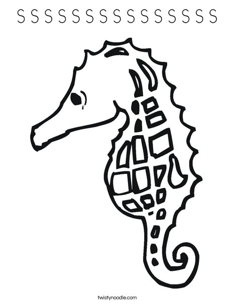 Seahorse with Pattern Coloring Page