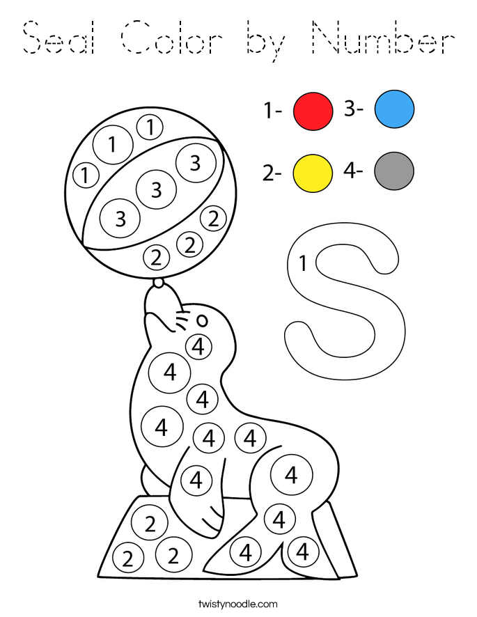 Seal Color by Number Coloring Page