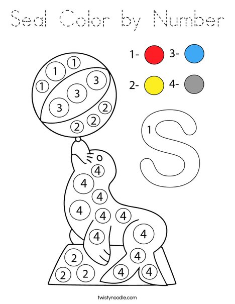 Seal Color by Number Coloring Page