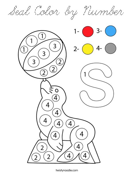 Seal Color by Number Coloring Page