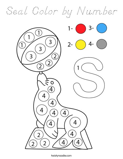 Seal Color by Number Coloring Page