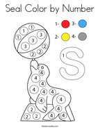 Seal Color by Number Coloring Page