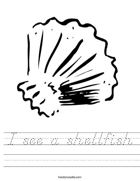 I see a shellfish Worksheet - D'Nealian - Twisty Noodle