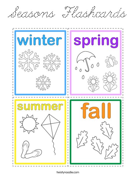Seasons Flashcards Coloring Page