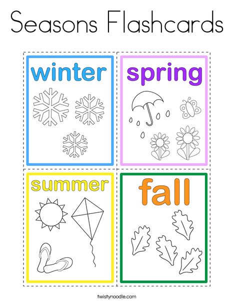 Seasons Flashcards Coloring Page