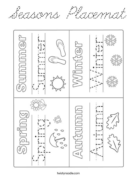 Seasons Placemat Coloring Page