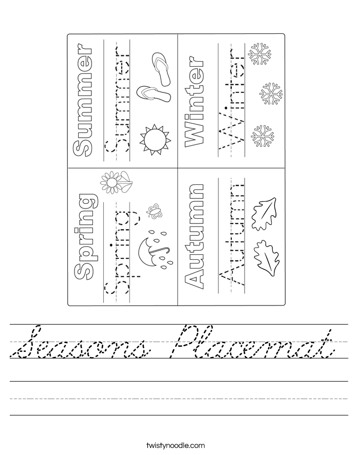 Seasons Placemat Worksheet