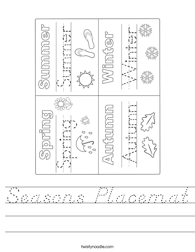 Seasons Placemat Worksheet
