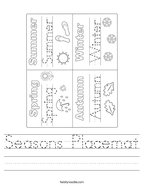 Seasons Placemat Handwriting Sheet
