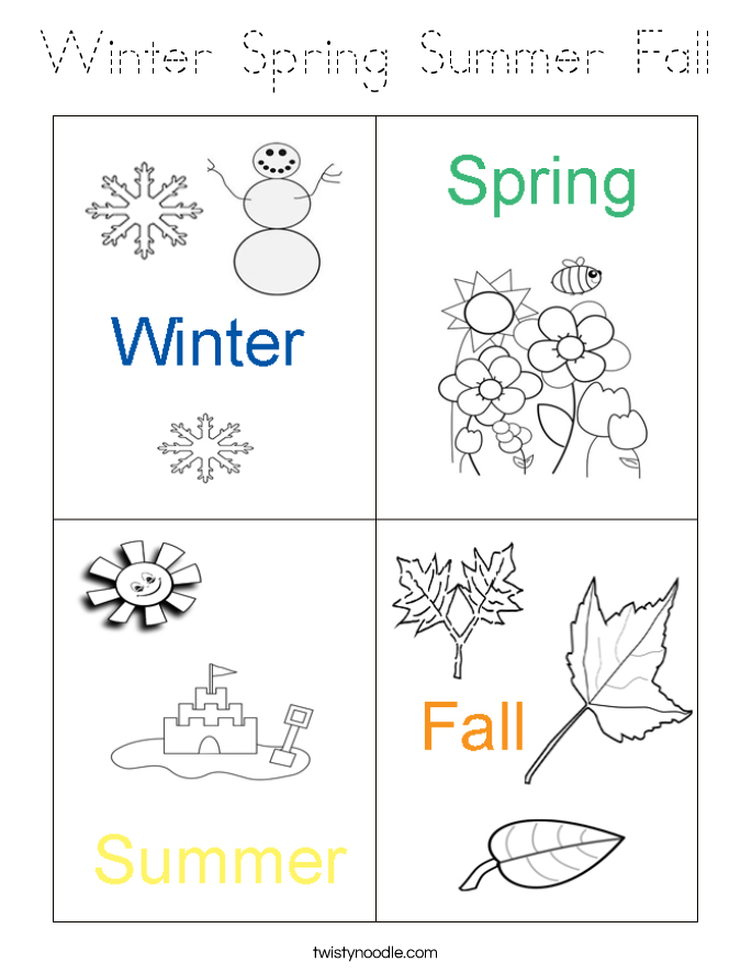 Winter Spring Summer Fall Coloring Page