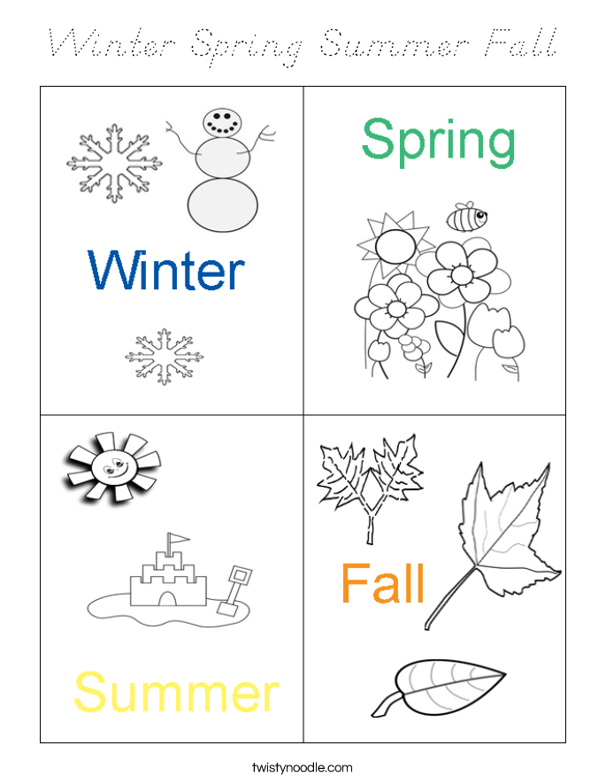 Winter Spring Summer Fall Coloring Page