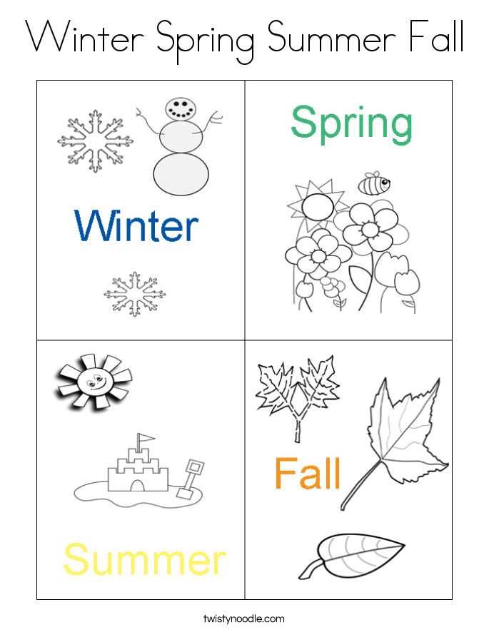 Winter Spring Summer Fall Coloring Page