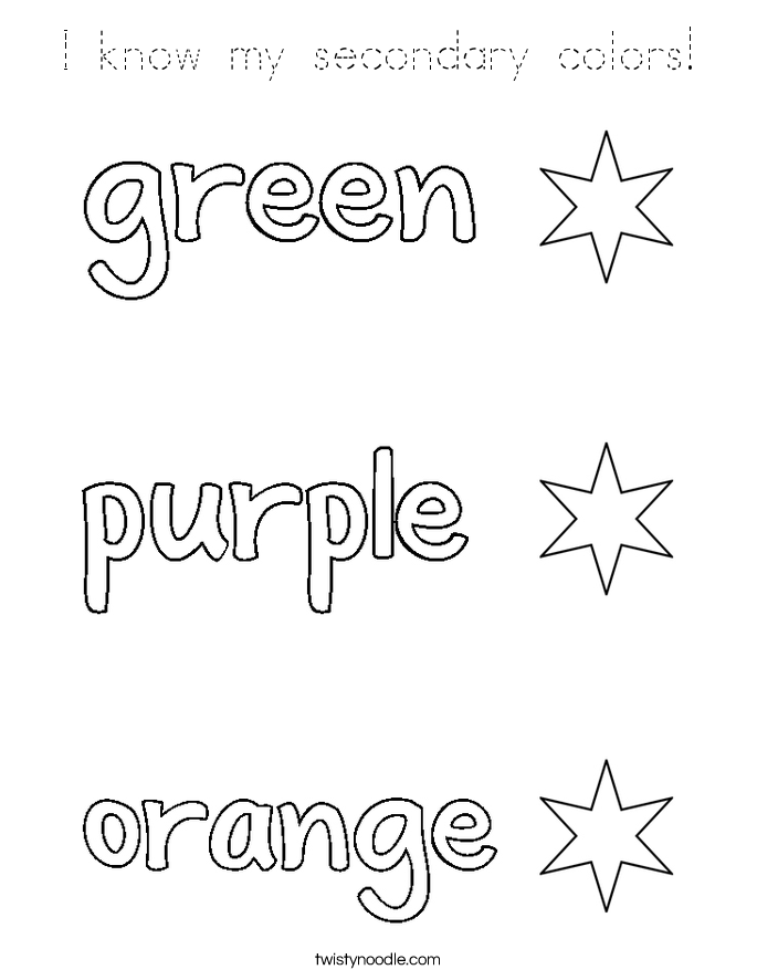 I know my secondary colors! Coloring Page