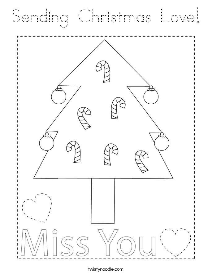 Sending Christmas Love! Coloring Page
