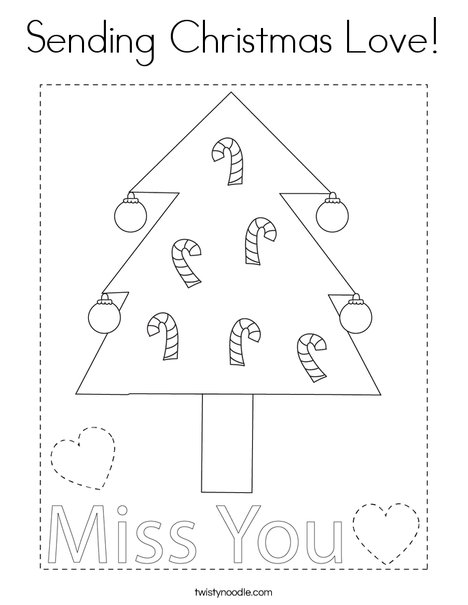 Sending Christmas Love! Coloring Page