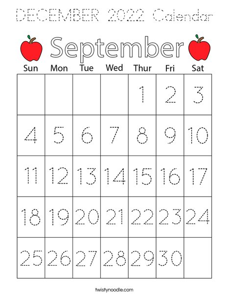September 2020 Calendar Coloring Page