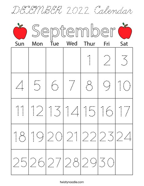 September 2020 Calendar Coloring Page