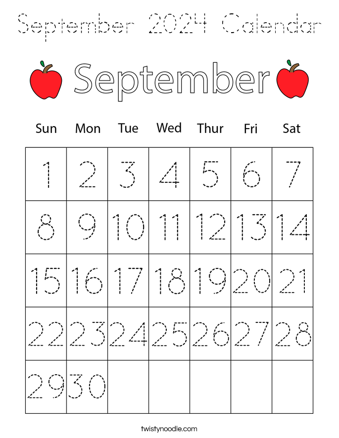 September 2024 Calendar Coloring Page