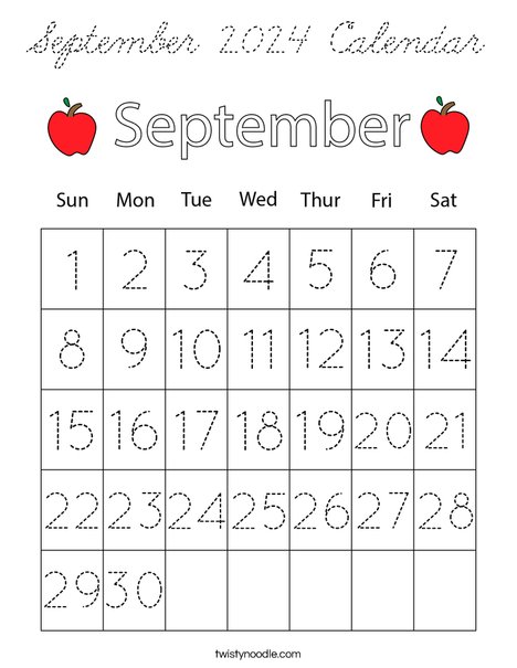 September 2024 Calendar Coloring Page