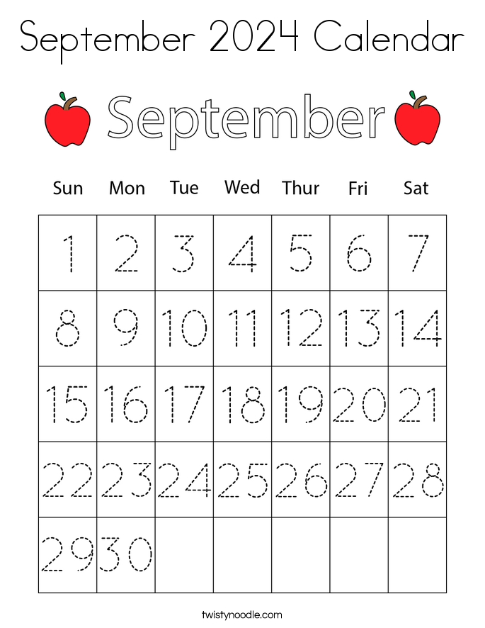 September 2024 Calendar Coloring Page