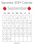 September 2024 Calendar Coloring Page