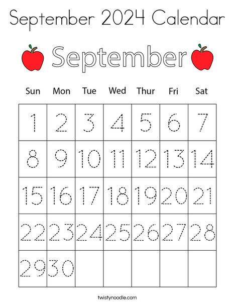 September 2024 Calendar Coloring Page
