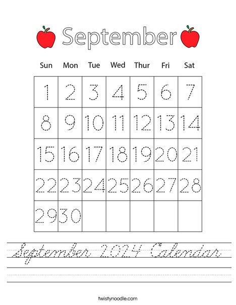 September 2024 Calendar Worksheet