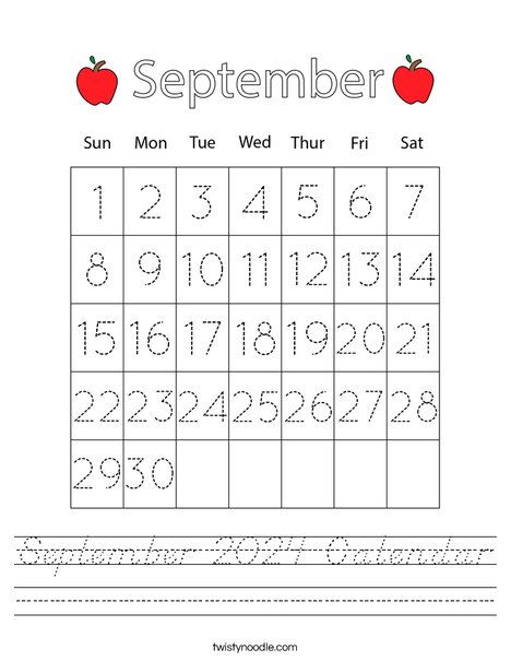 September 2024 Calendar Worksheet