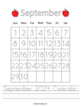 September 2024 Calendar Worksheet