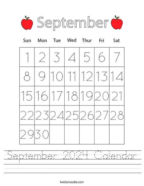 September 2024 Calendar Worksheet