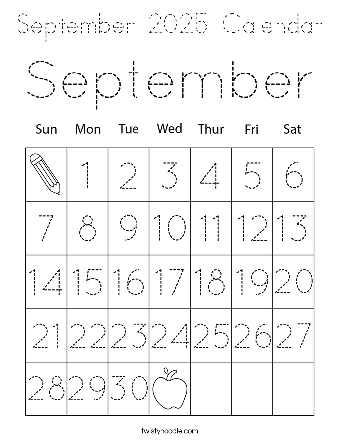 September 2025 Calendar Coloring Page