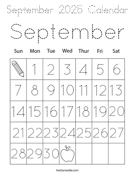September 2025 Calendar Coloring Page